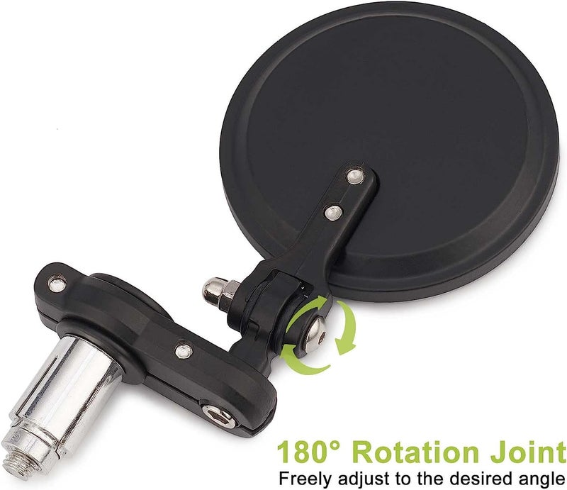 DKMOTORK 001-B Cafe Racer Mirrors Foldable Motorcycle Bar End Rear View Side Mirrors Black for 7/8 Handlebars Compatible with Street Bikes Sports Scooter Chopper Cruiser - Image 2